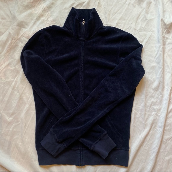 Juicy Couture Velour Navy J Zip Tracksuit Sweater Jacket Women’s Small Y2K - Picture 8 of 8